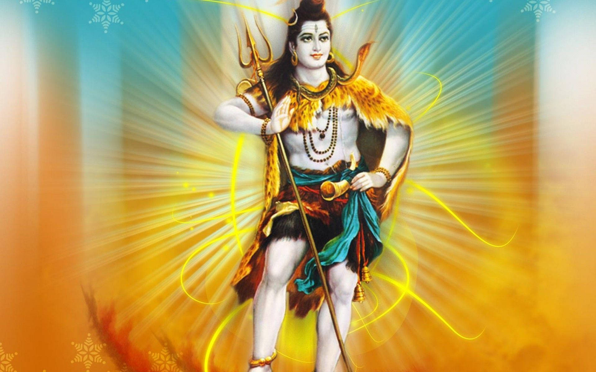 Glowing Lord Shiva, trident, serpent, Full HD Desktop Wallpaper
