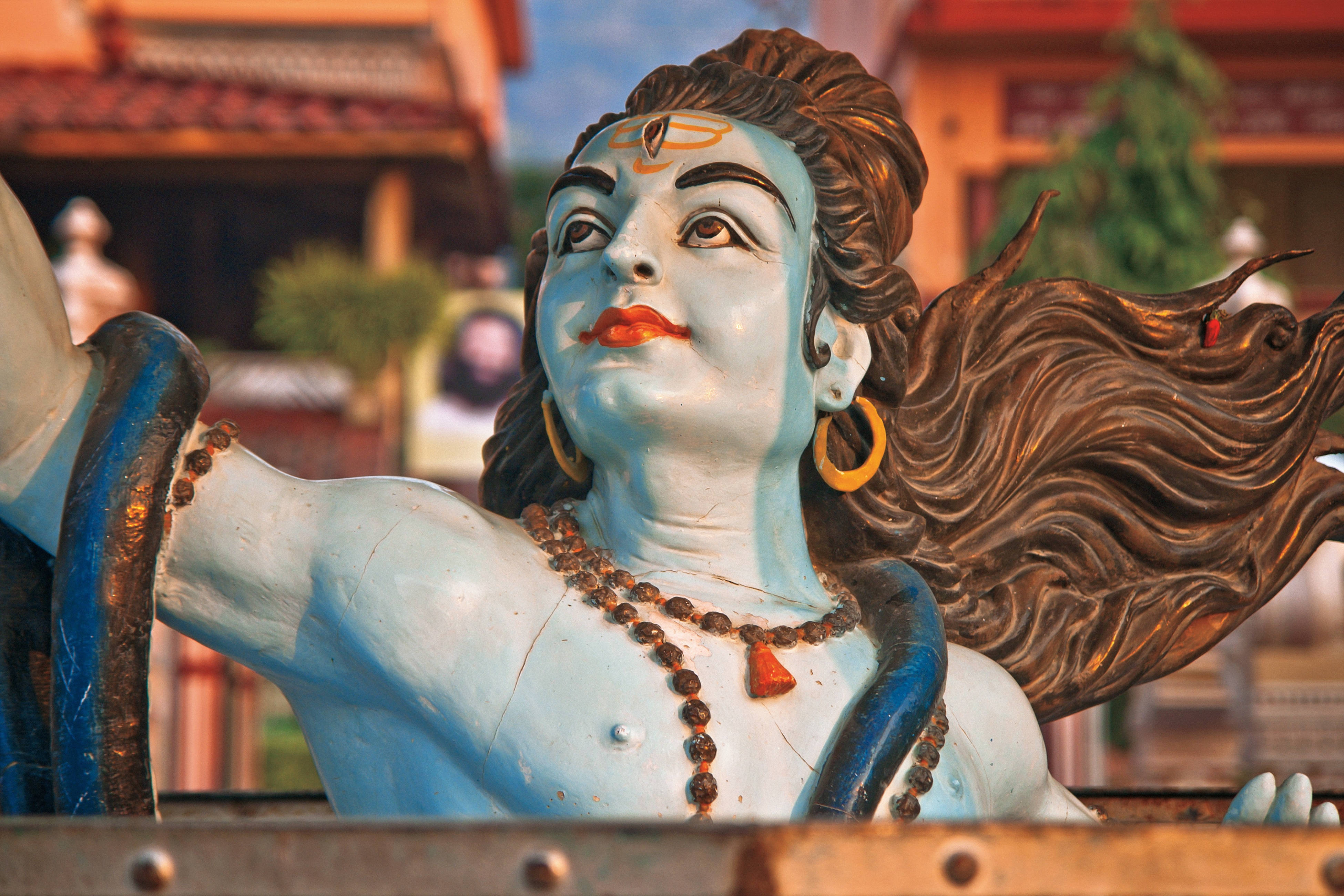 Lord Shiva, 8K, vibrant blue statue, 4K Desktop Wallpaper
