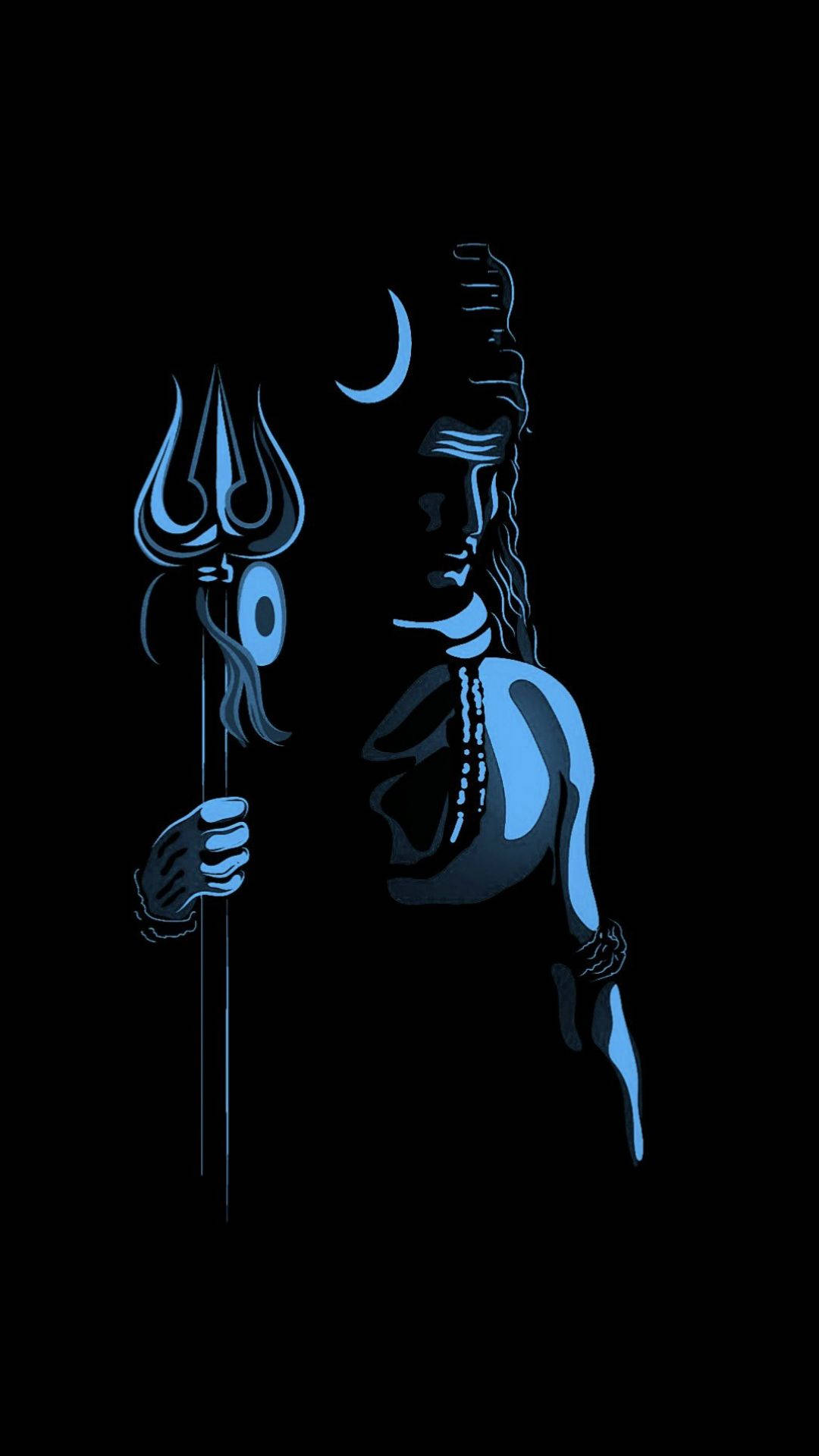 Lord Shiva HD, trident, glowing blue silhouette, Full HD Phone Wallpaper