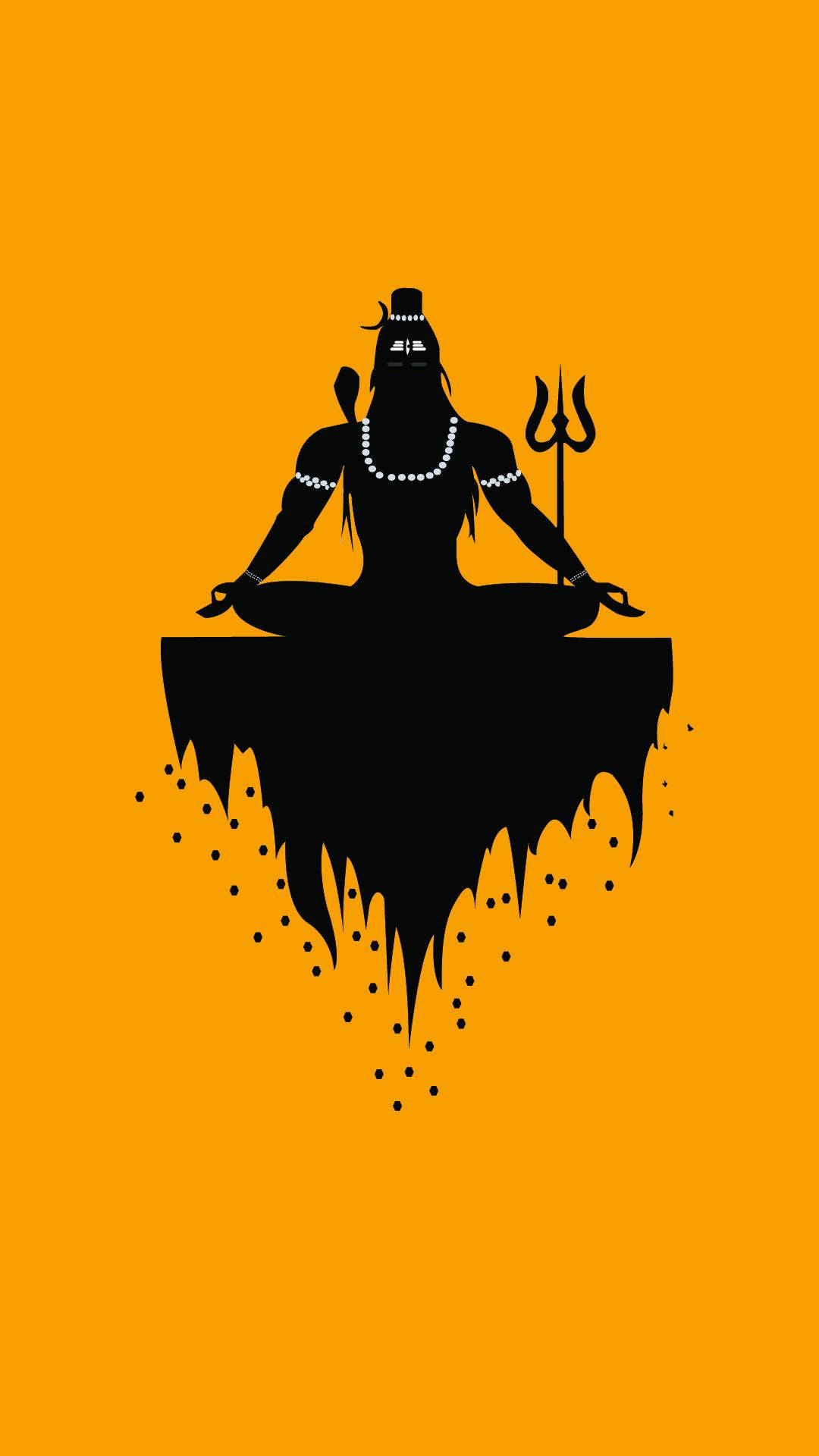 Lord Shiva, black silhouette, lotus pose, Full HD Phone Wallpaper