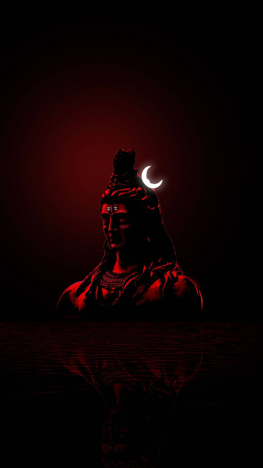 Lord Shiva HD, red light, crescent moon crown, Full HD Phone Wallpaper