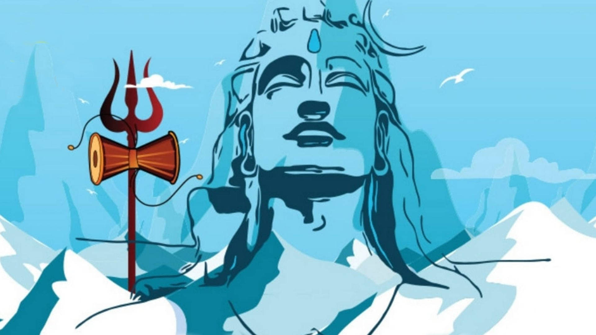 Lord Shiva, trident, damaru, Full HD Desktop Wallpaper