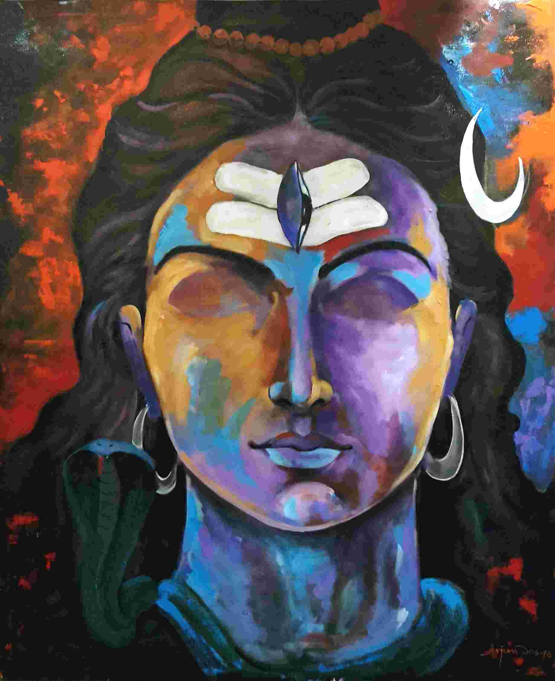 Lord Shiva, crescent moon, third eye, Full HD Phone Wallpaper