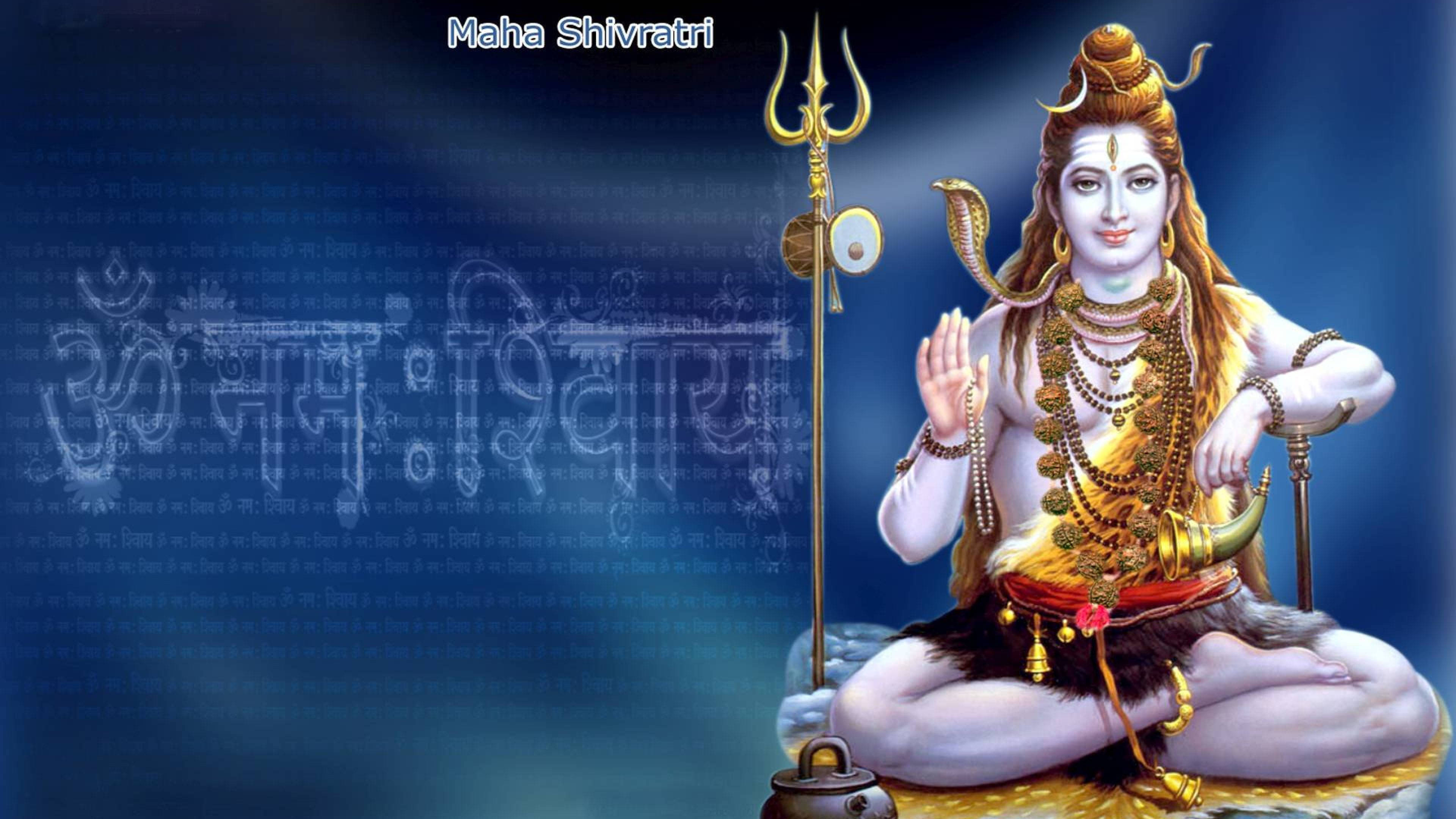 Lord Shiva, dark blue, golden jewelry, 4K Desktop Wallpaper