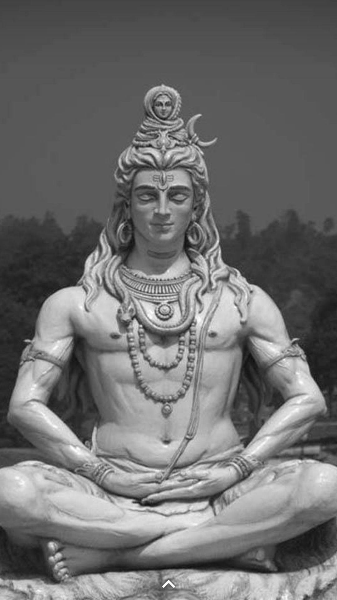 Lord Shiva, meditative pose, black and white statue, Full HD Phone Wallpaper