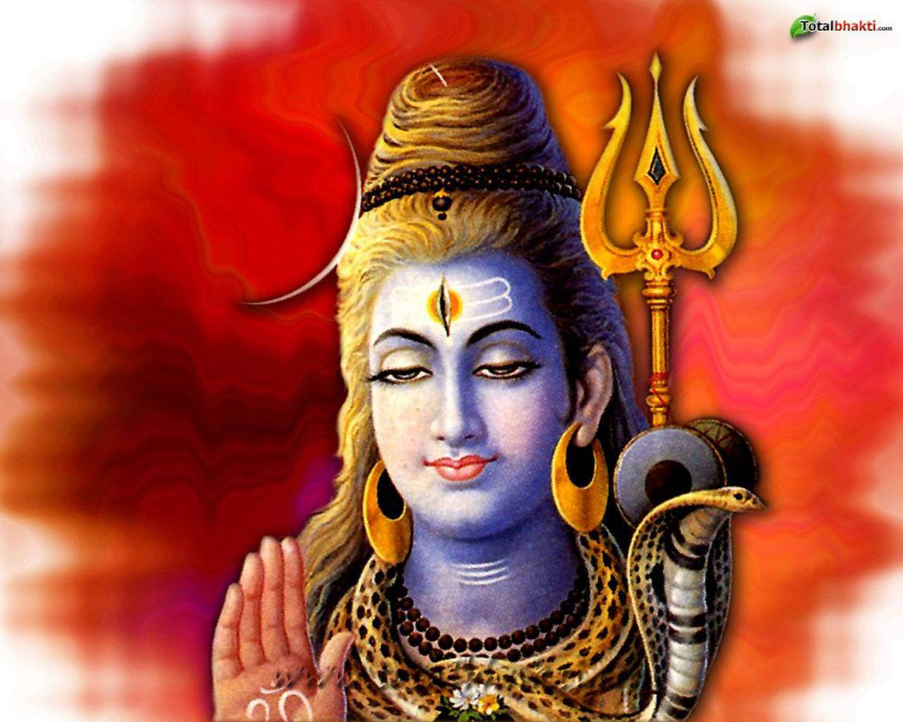 Lord Shiva, blue-skinned, golden hair, HD Desktop Wallpaper