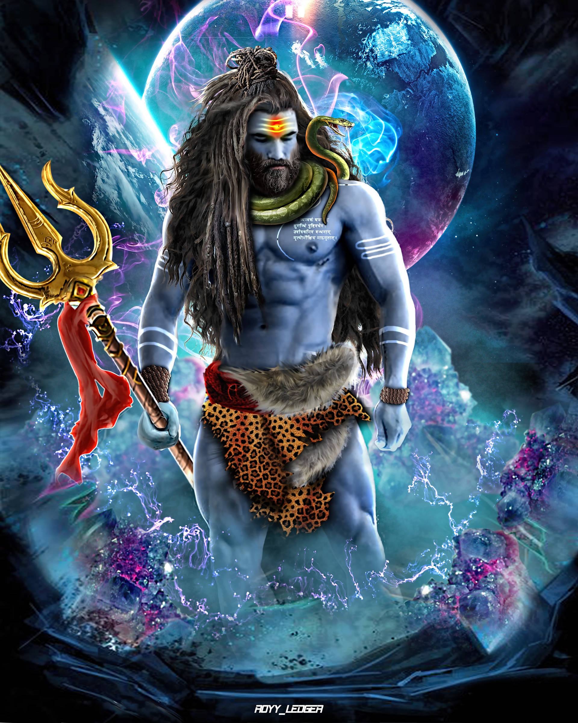 Lord Shiva, blue-skinned, dreadlocks, Full HD Phone Wallpaper