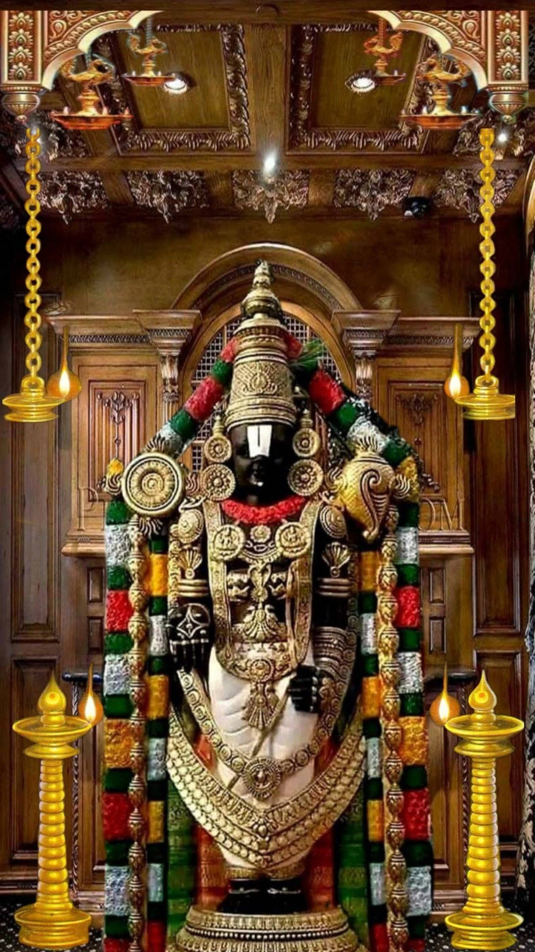 Lord Venkateswara, black deity statue, gold ornaments, HD Phone Wallpaper