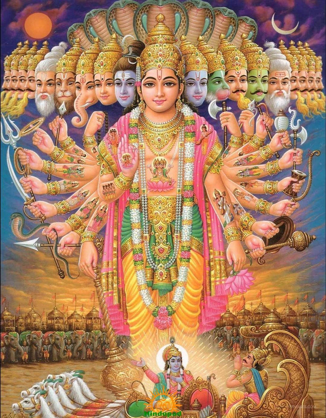 Lord Vishnu, multiple faces, multiple hands, HD Phone Wallpaper