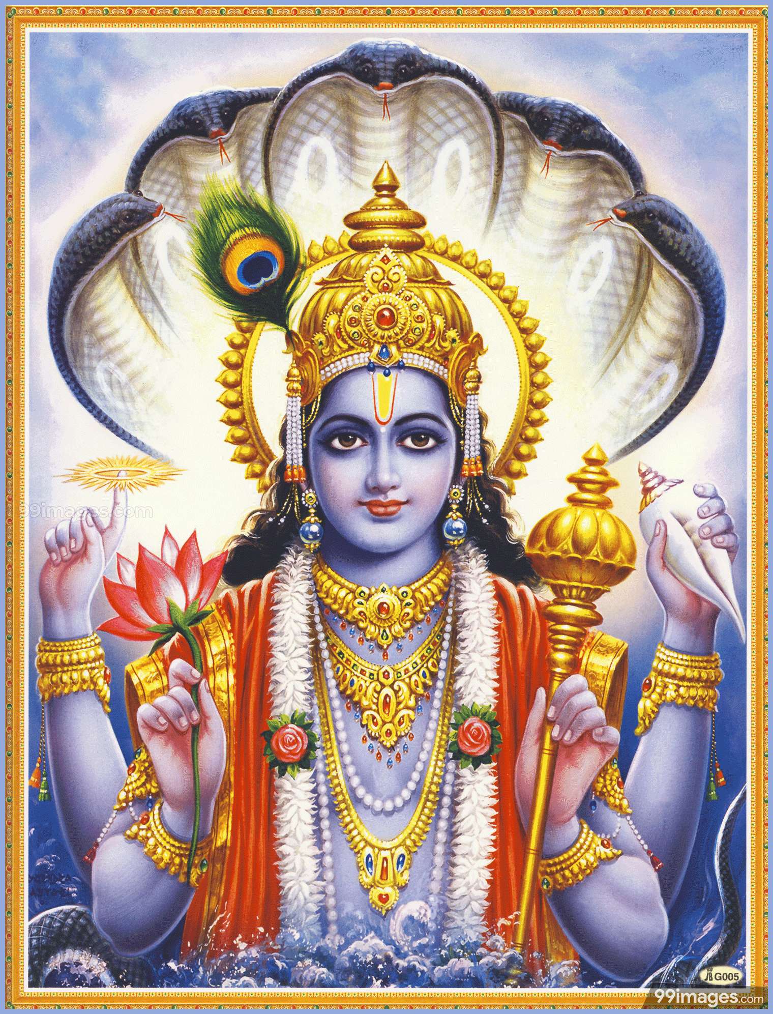 Lord Vishnu, lotus flower, Full HD Phone Wallpaper