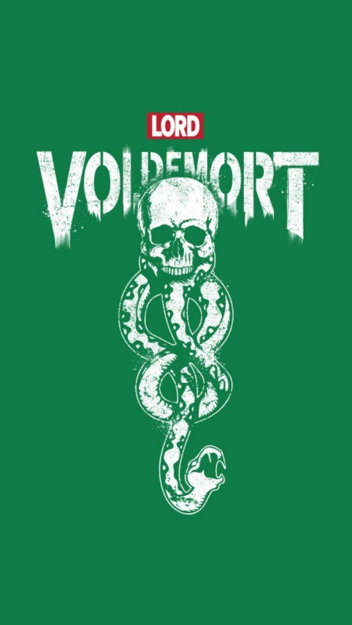 Lord Voldemort, green background, stark white skull and snake emblem, HD Phone Wallpaper