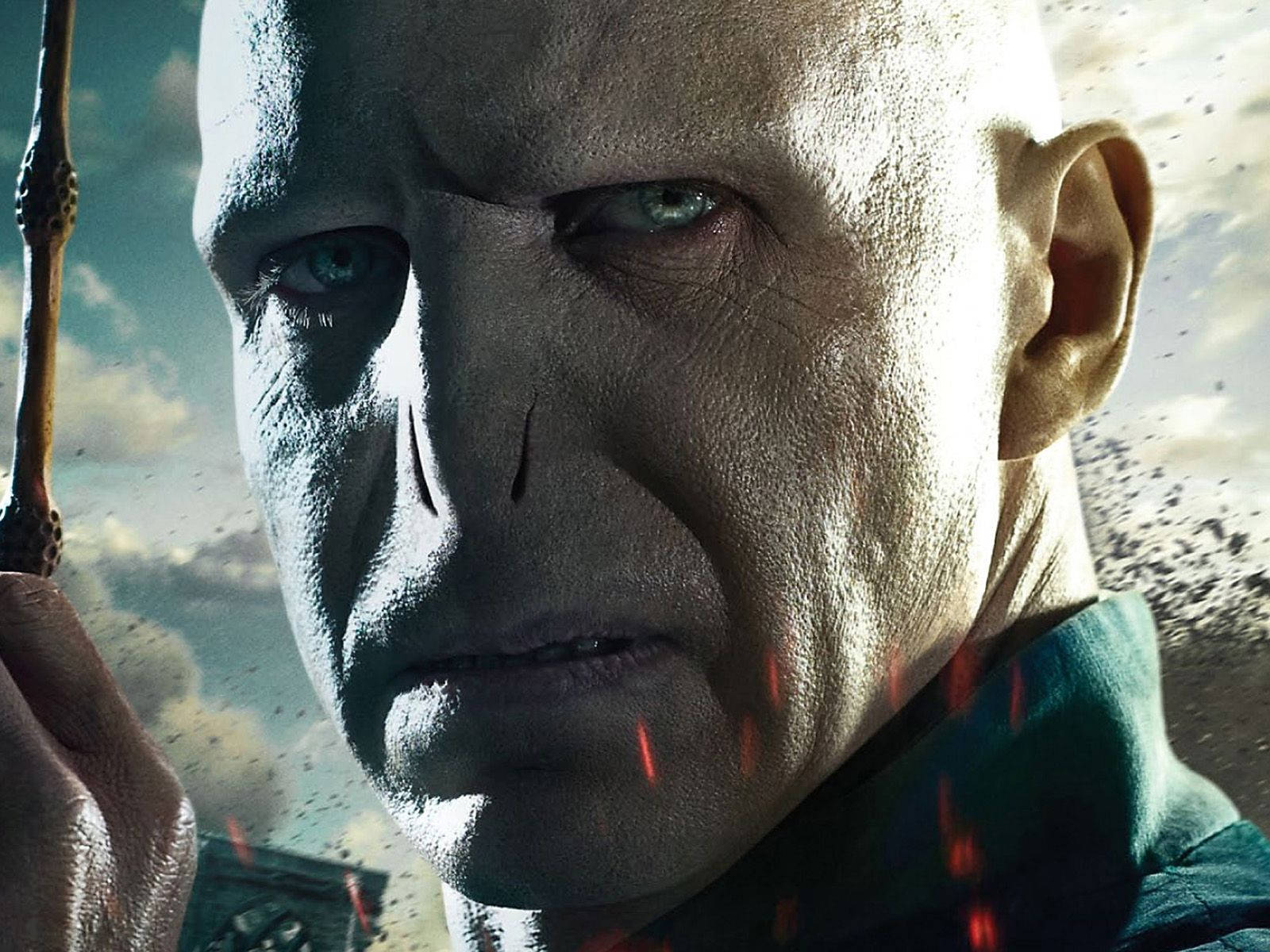 Lord Voldemort, piercing green eyes, wand, HD Desktop Wallpaper