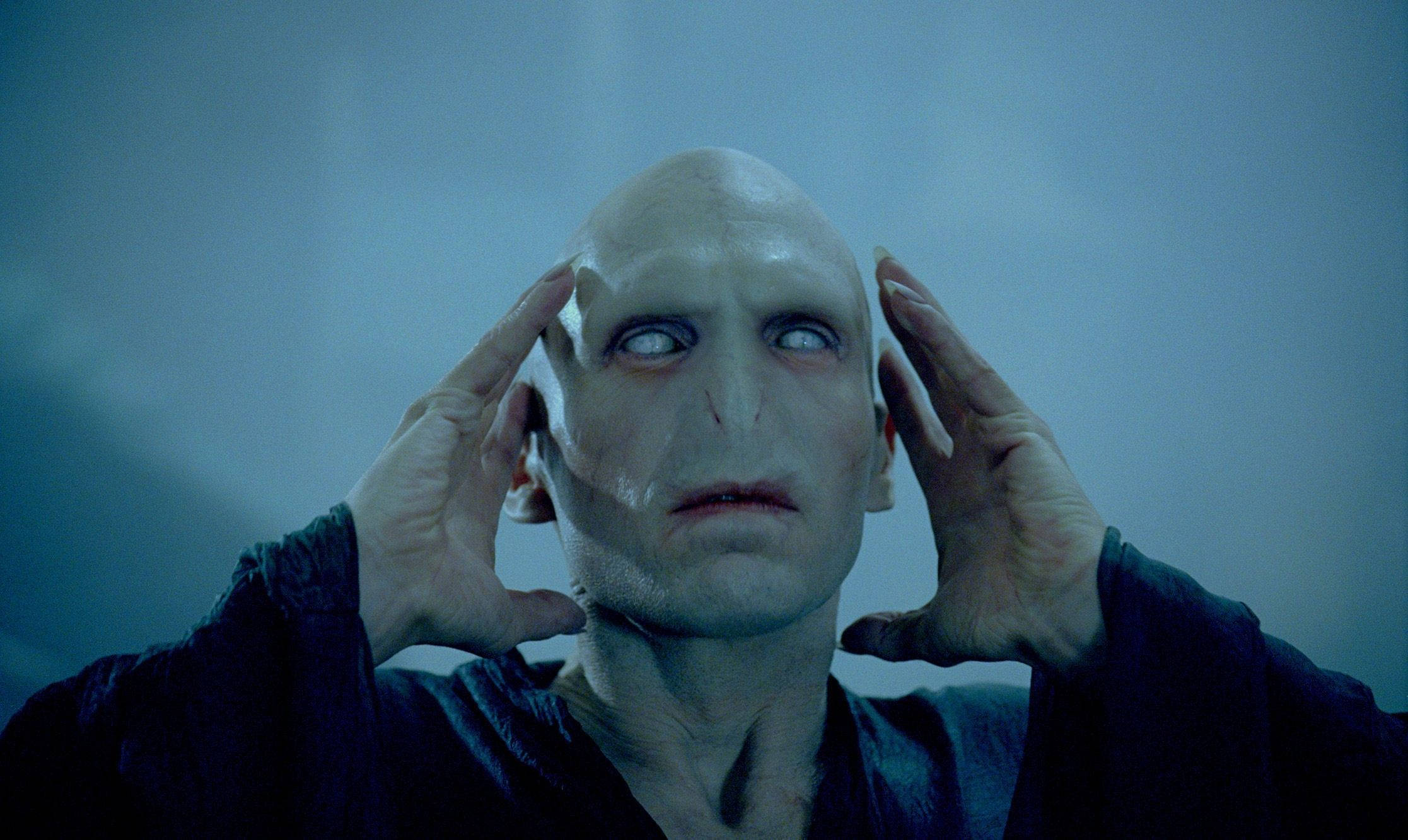 Lord Voldemort, white cat eyes, bald man, Full HD Desktop Wallpaper