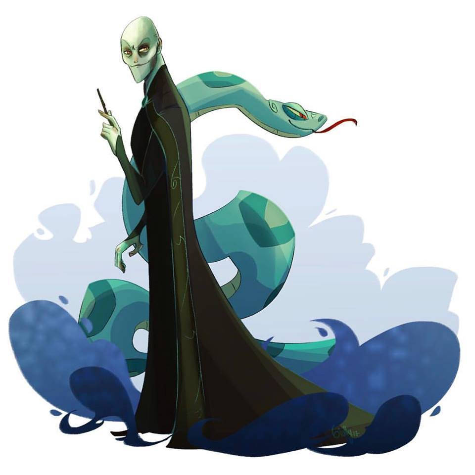 Lord Voldemort, black robe, teal snake, SD Desktop Wallpaper