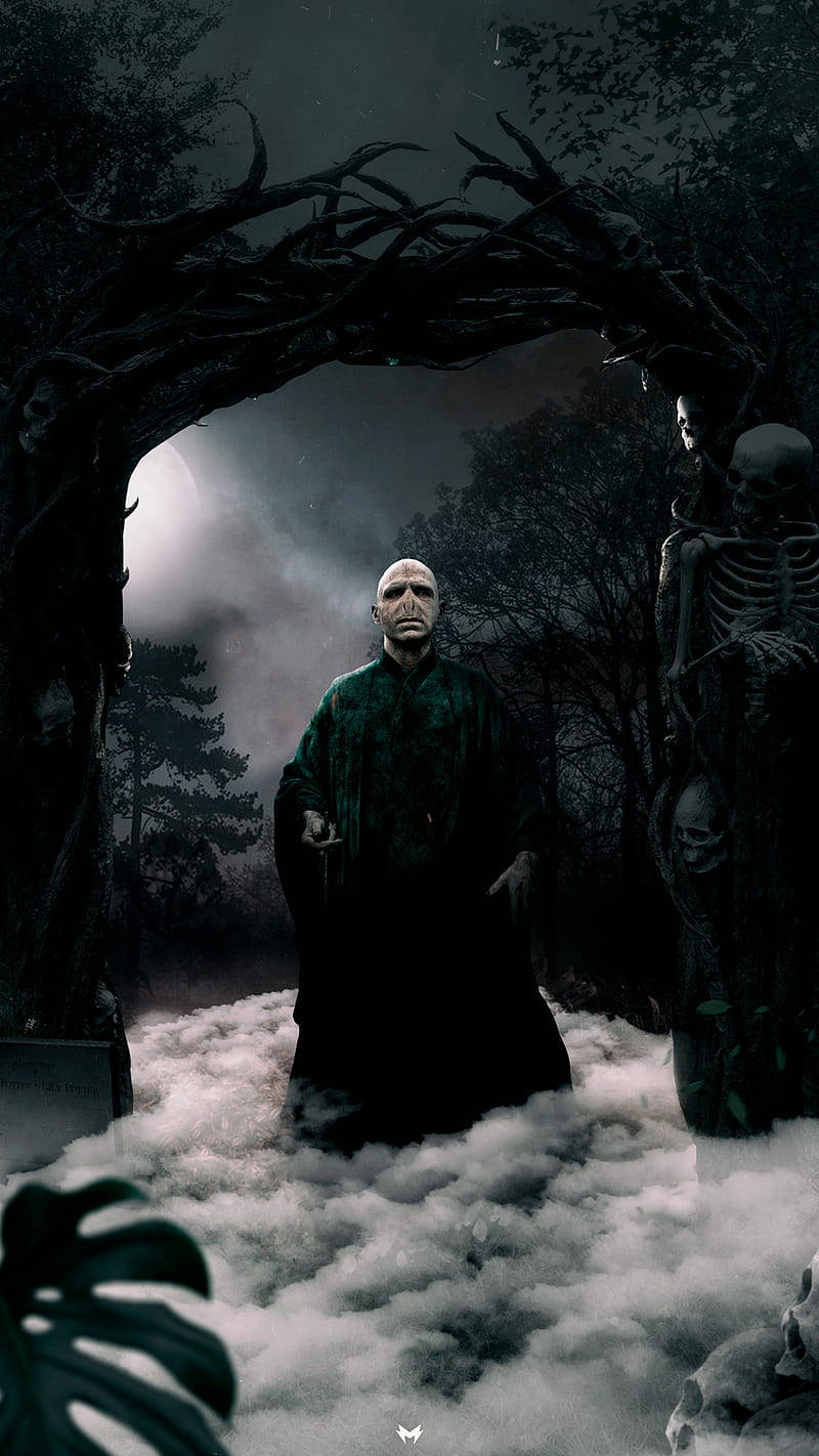 Lord Voldemort, Night Moon, moonlit graveyard, HD Phone Wallpaper