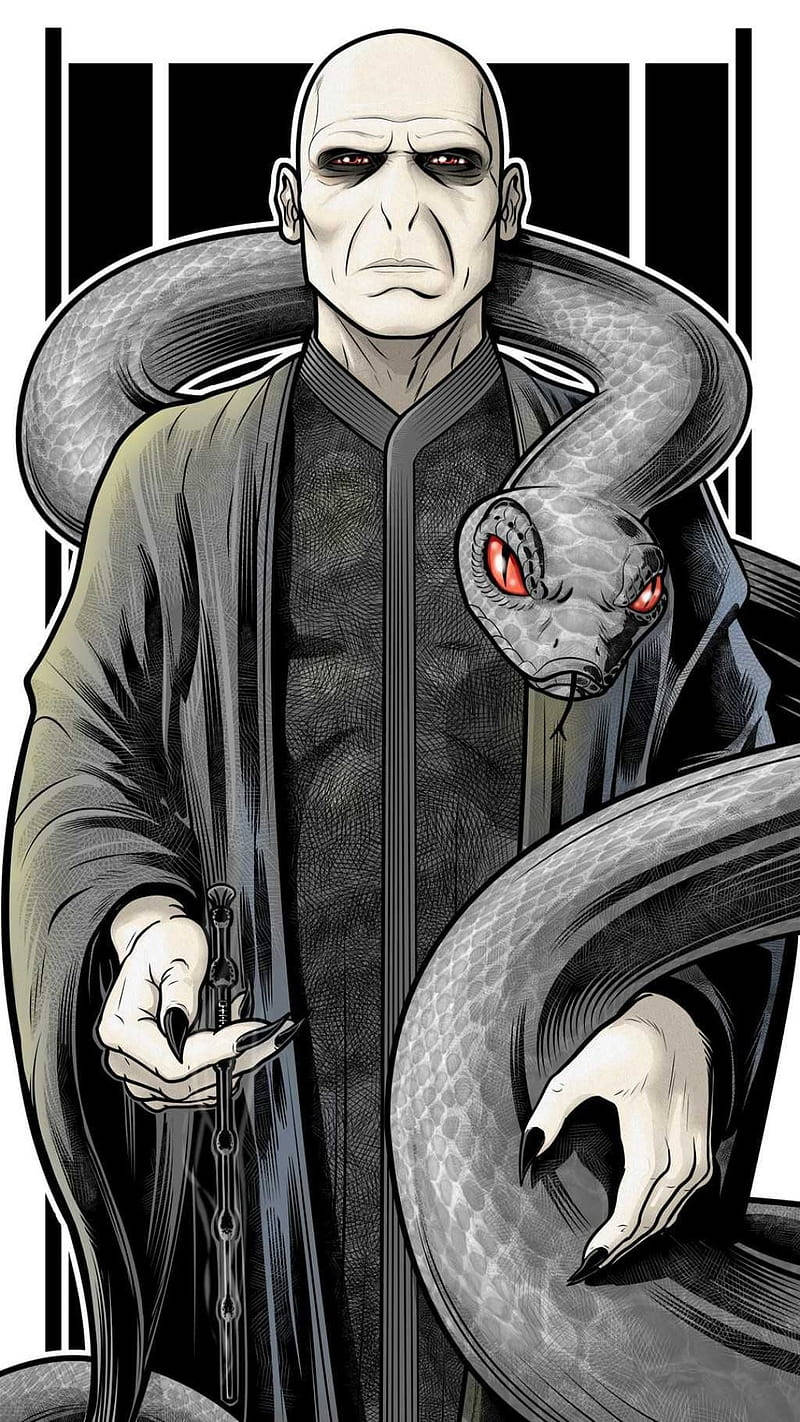 Lord Voldemort, snake Nagini, glowing red eyes, HD Phone Wallpaper