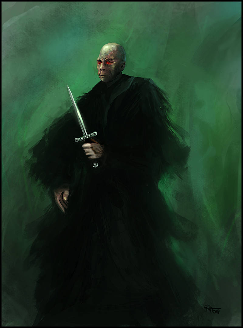 Lord Voldemort, black robe, silver dagger, SD Phone Wallpaper