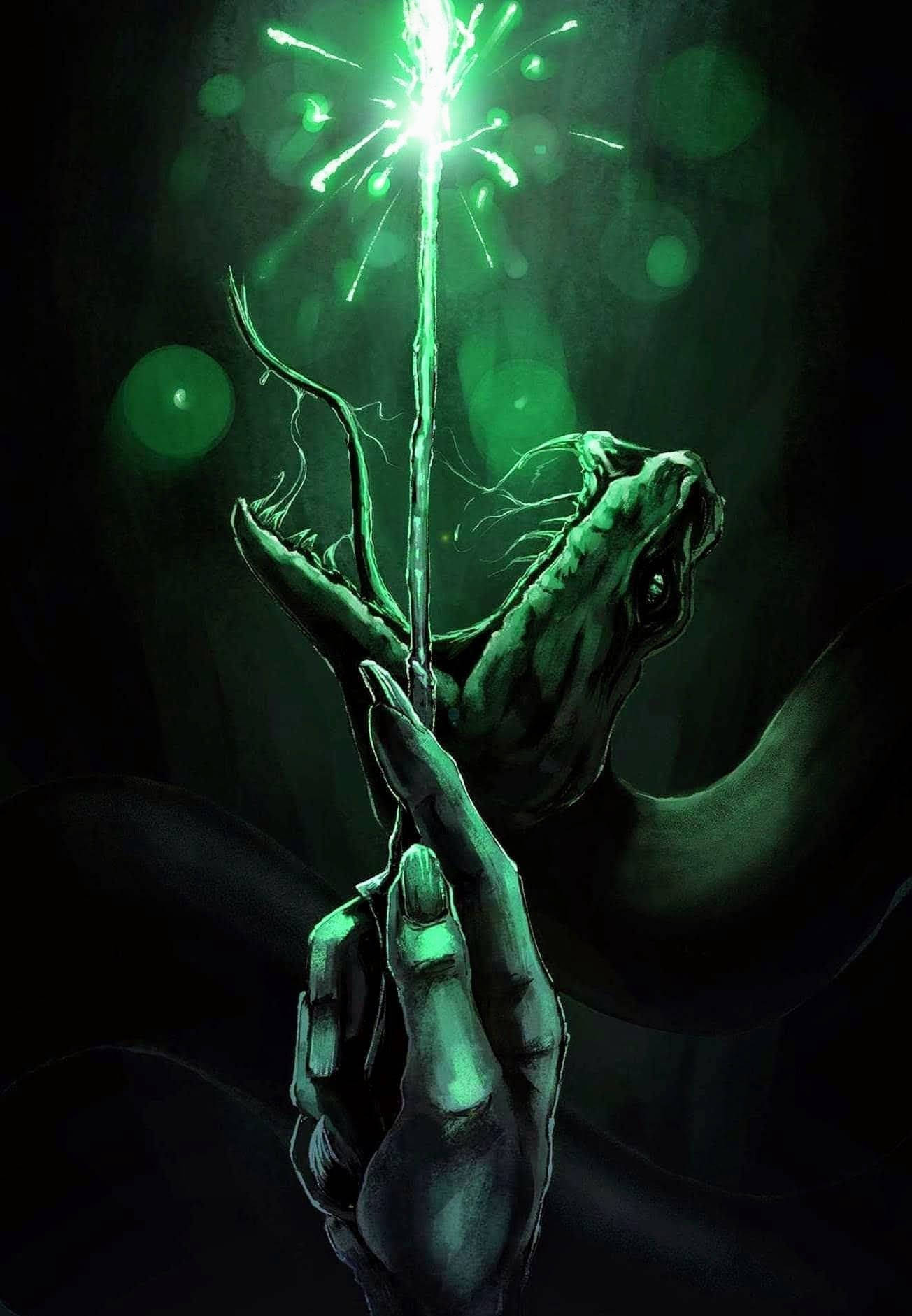 Lord Voldemort, wand, glowing green firework, HD Phone Wallpaper