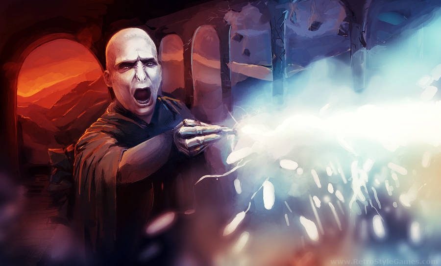 Lord Voldemort, red sky, dark robes, SD Desktop Wallpaper