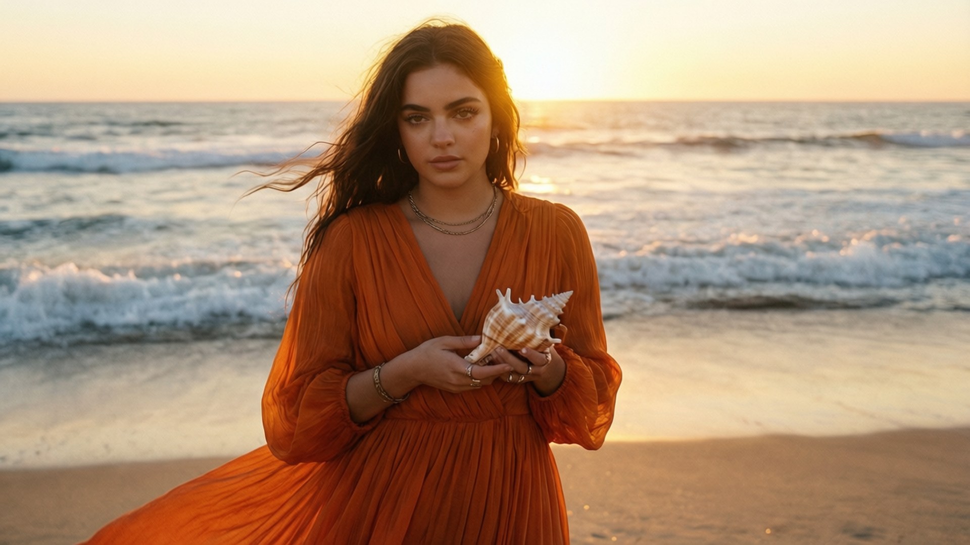 Lorde, beach, sunset, Full HD Desktop Wallpaper