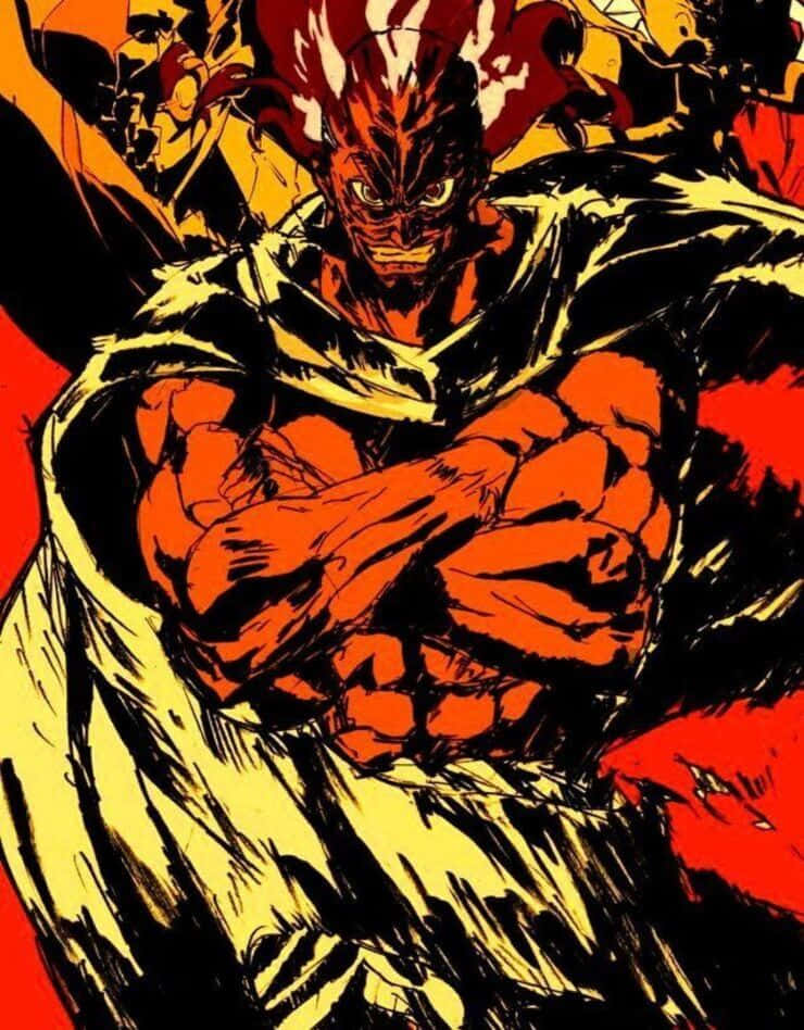 Lordgenome, fiery red-haired anime warrior, glowing eyes, SD Phone Wallpaper
