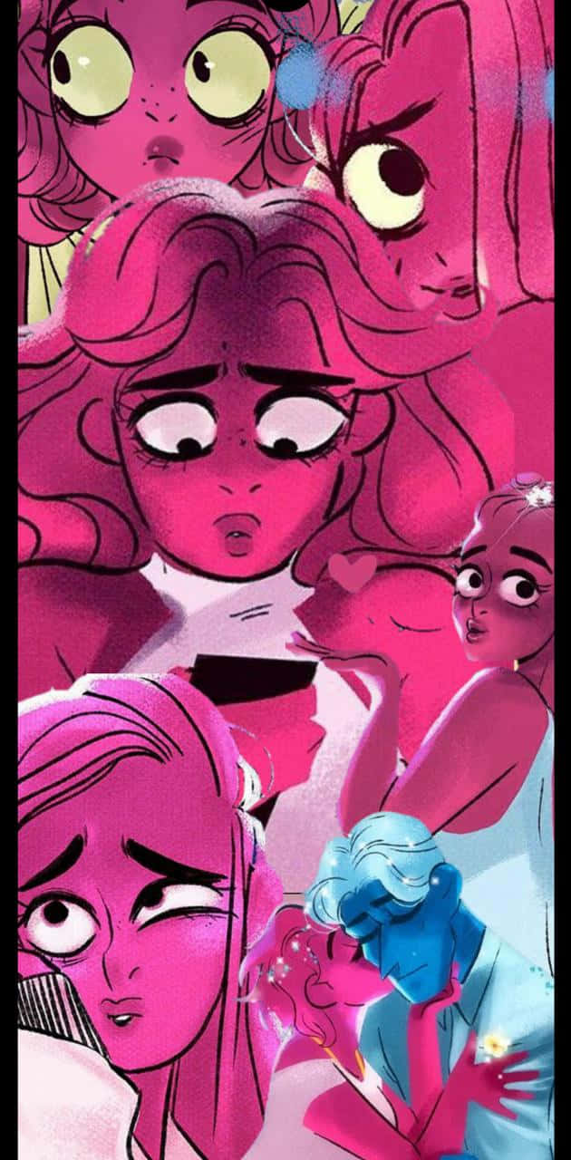 Lore Olympus Webtoon, vibrant pink, exaggerated expressions, HD Phone Wallpaper