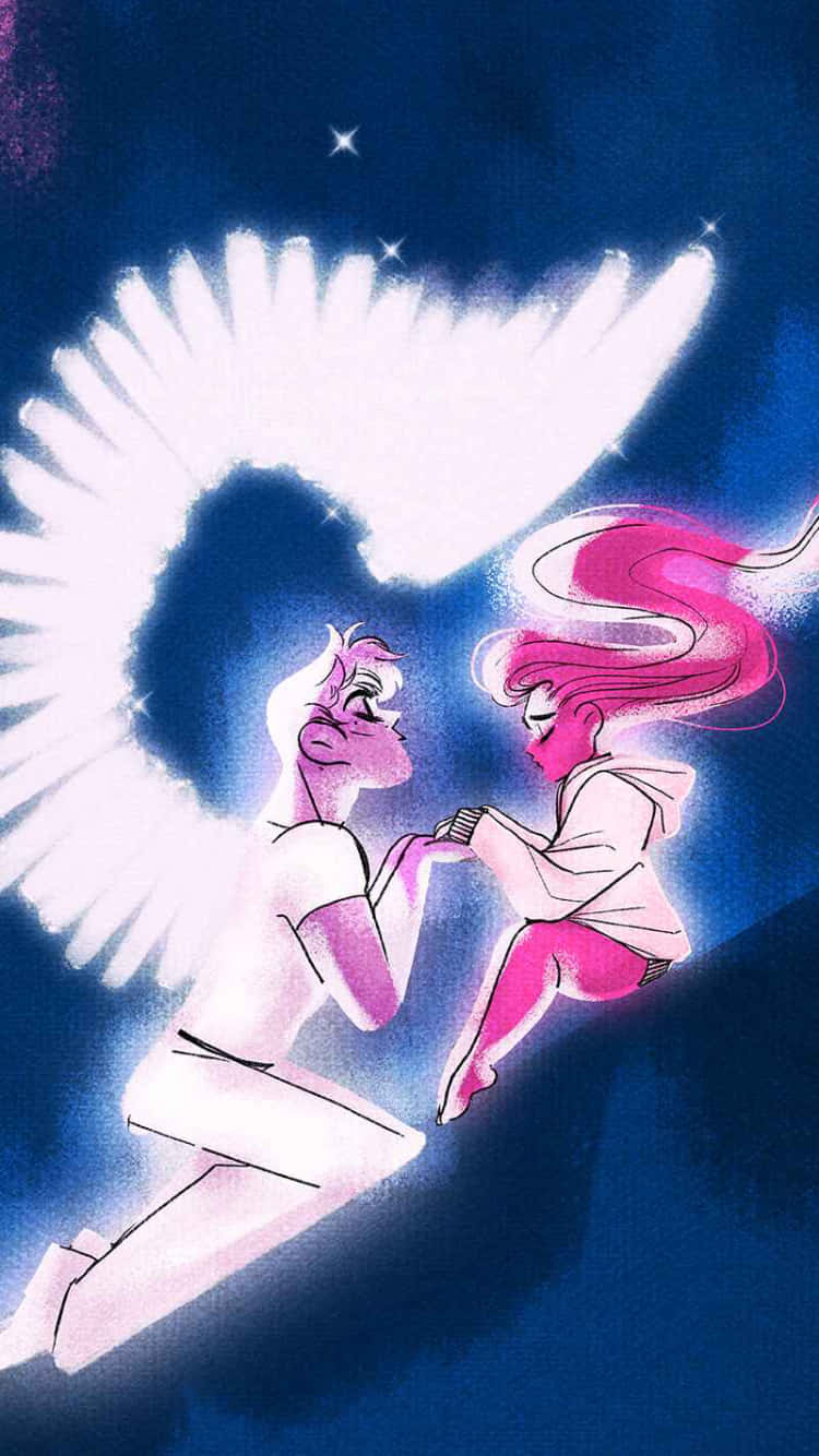Lore Olympus Webtoon, glowing wings, pink hair, HD Phone Wallpaper