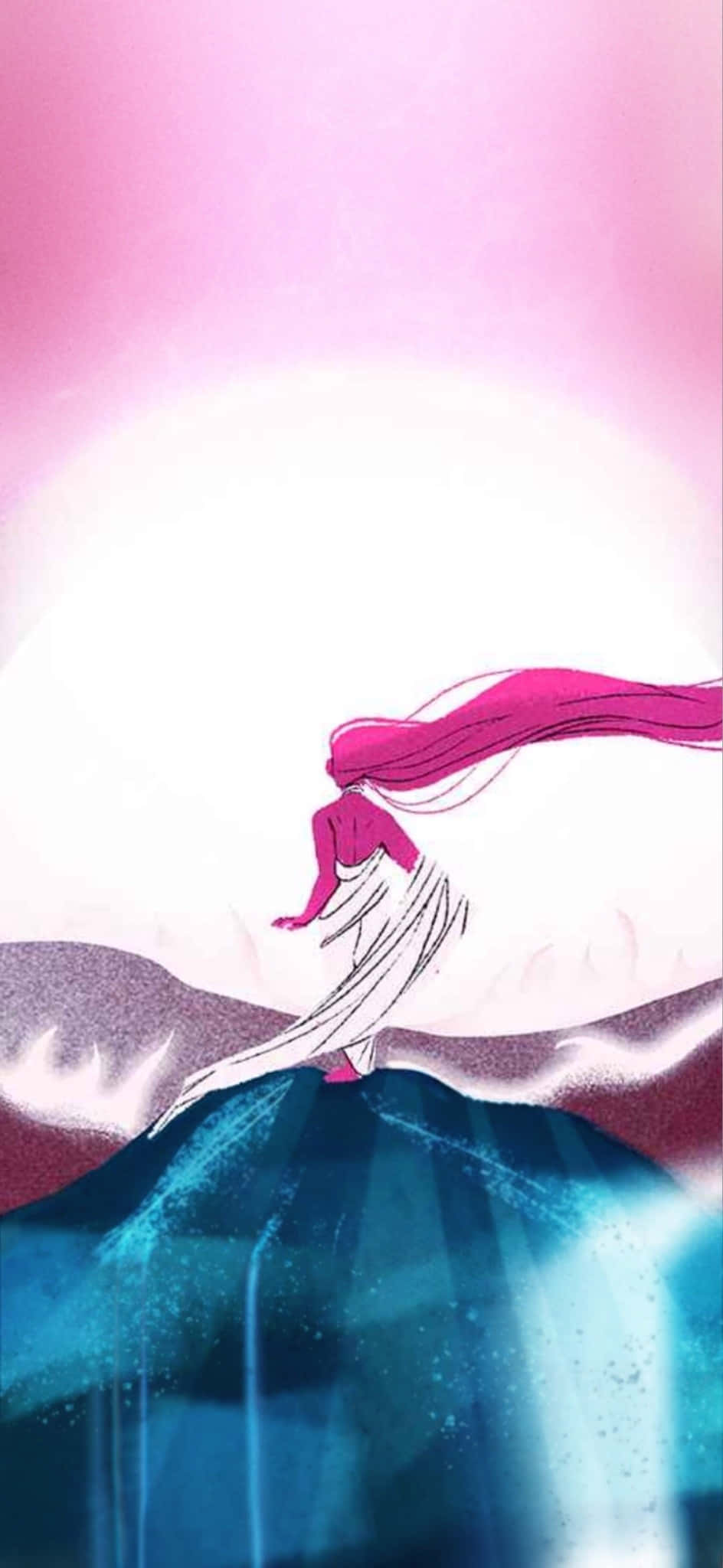 Lore Olympus Webtoon, pink-haired figure, flowing white robes, Full HD Phone Wallpaper