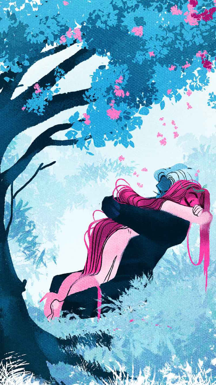 Lore Olympus Webtoon, pink hair, dark figure, HD Phone Wallpaper