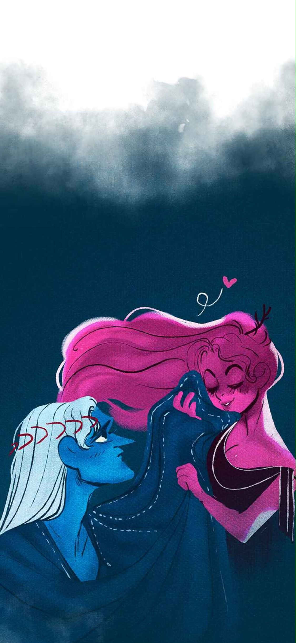 Lore Olympus Webtoon, blue-skinned figure, pink-haired figure, Full HD Phone Wallpaper
