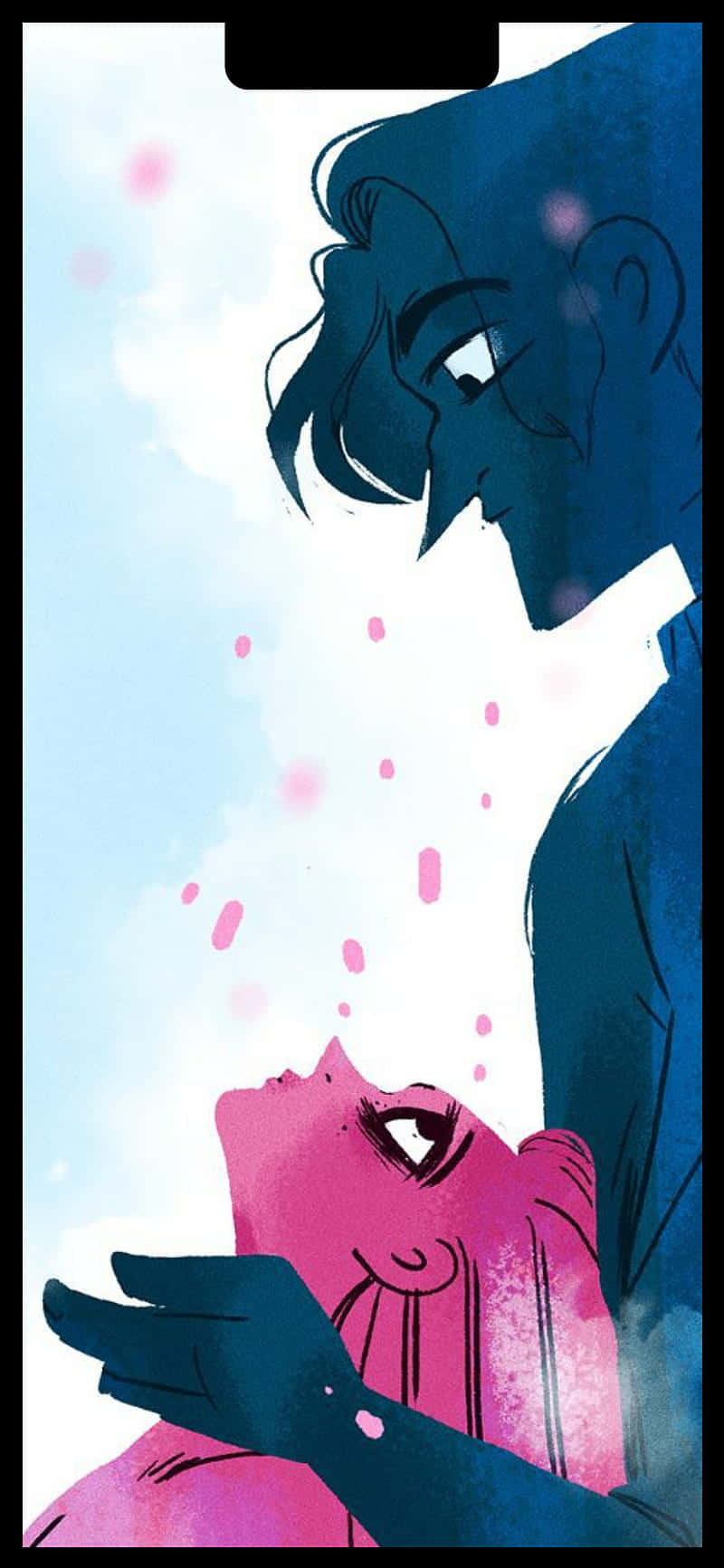 Lore Olympus Webtoon, dark-haired figure, pink-clad person, HD Phone Wallpaper