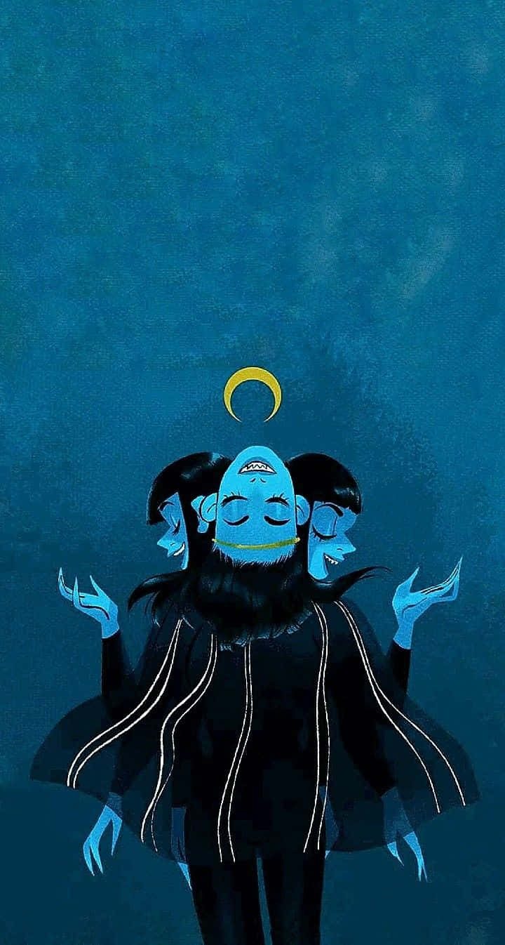 Lore Olympus Webtoon, blue-skinned figure, three heads, HD Phone Wallpaper
