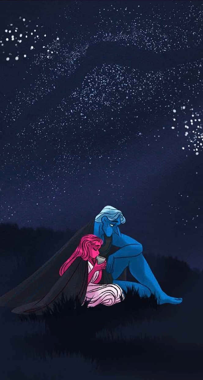 Lore Olympus Webtoon, blue-skinned alien, pink-haired human, SD Phone Wallpaper