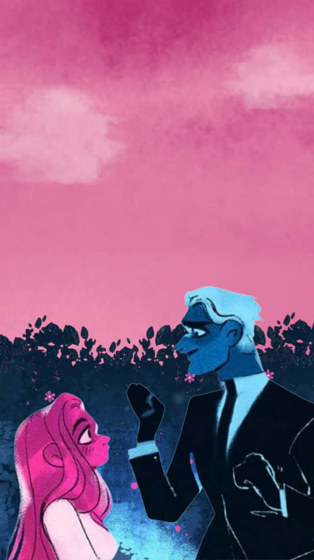 Lore Olympus Webtoon, vibrant pink sky, floating flowers, SD Phone Wallpaper