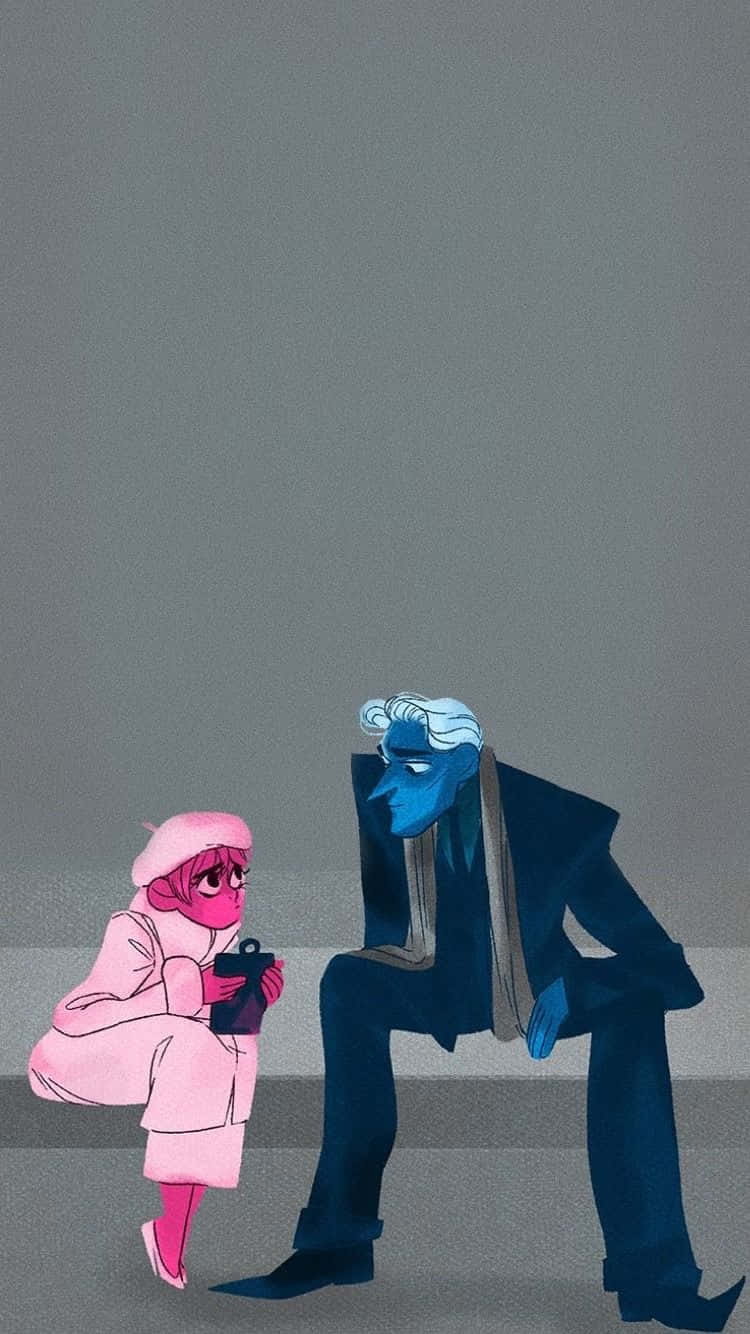Lore Olympus Webtoon, pink-clad girl, blue-suited figure, HD Phone Wallpaper