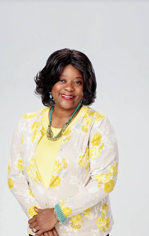 Loretta Devine, yellow floral cardigan, yellow top, SD Phone Wallpaper