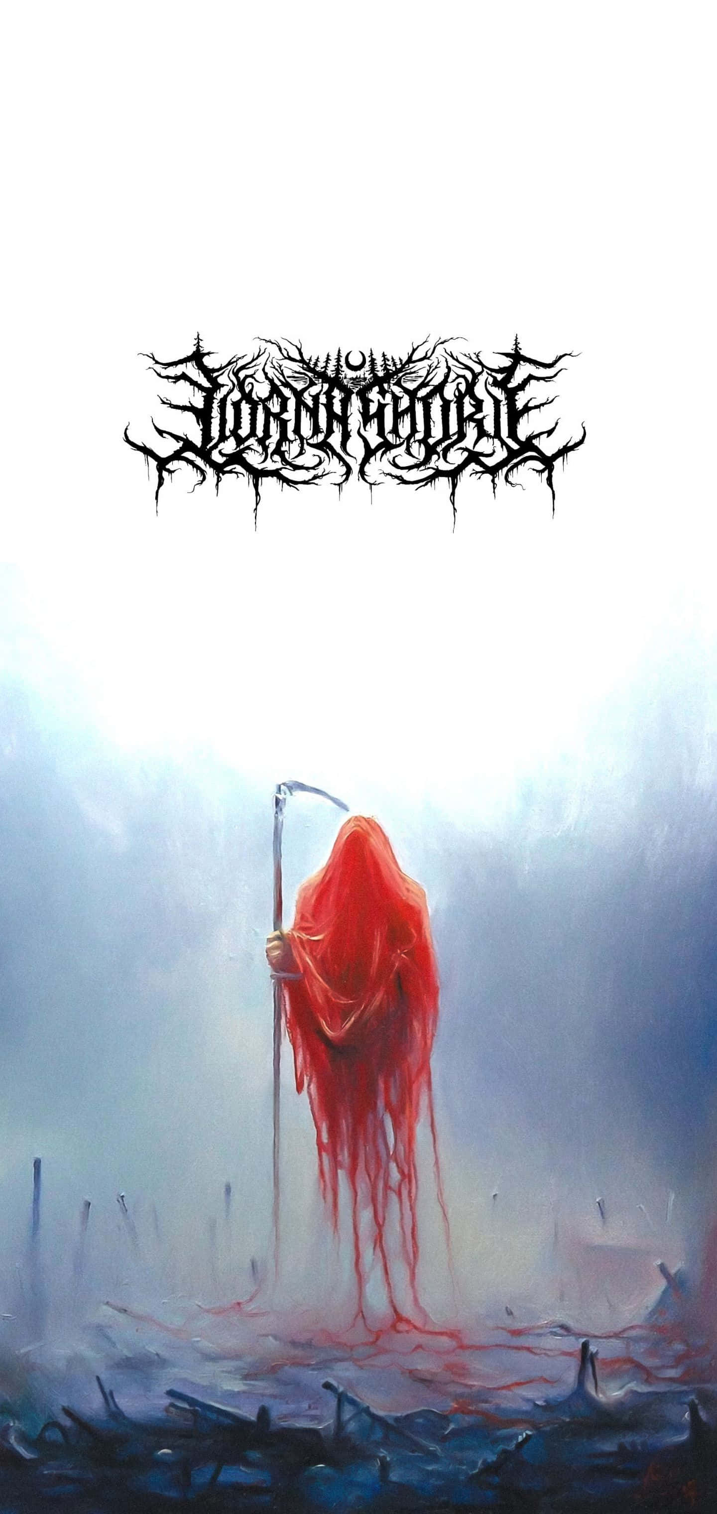 Lorna Shore, hooded figure, flowing red robes, 2K Phone Wallpaper