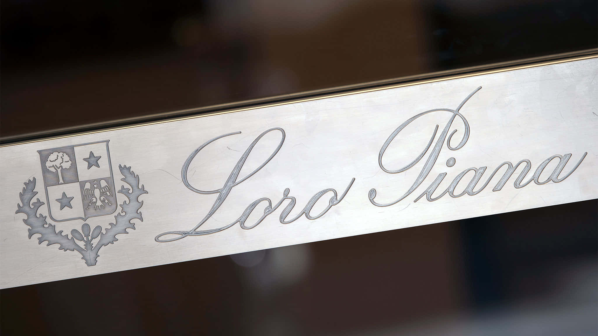 Loro Piana, metal nameplate, polished silver, Full HD Desktop Wallpaper