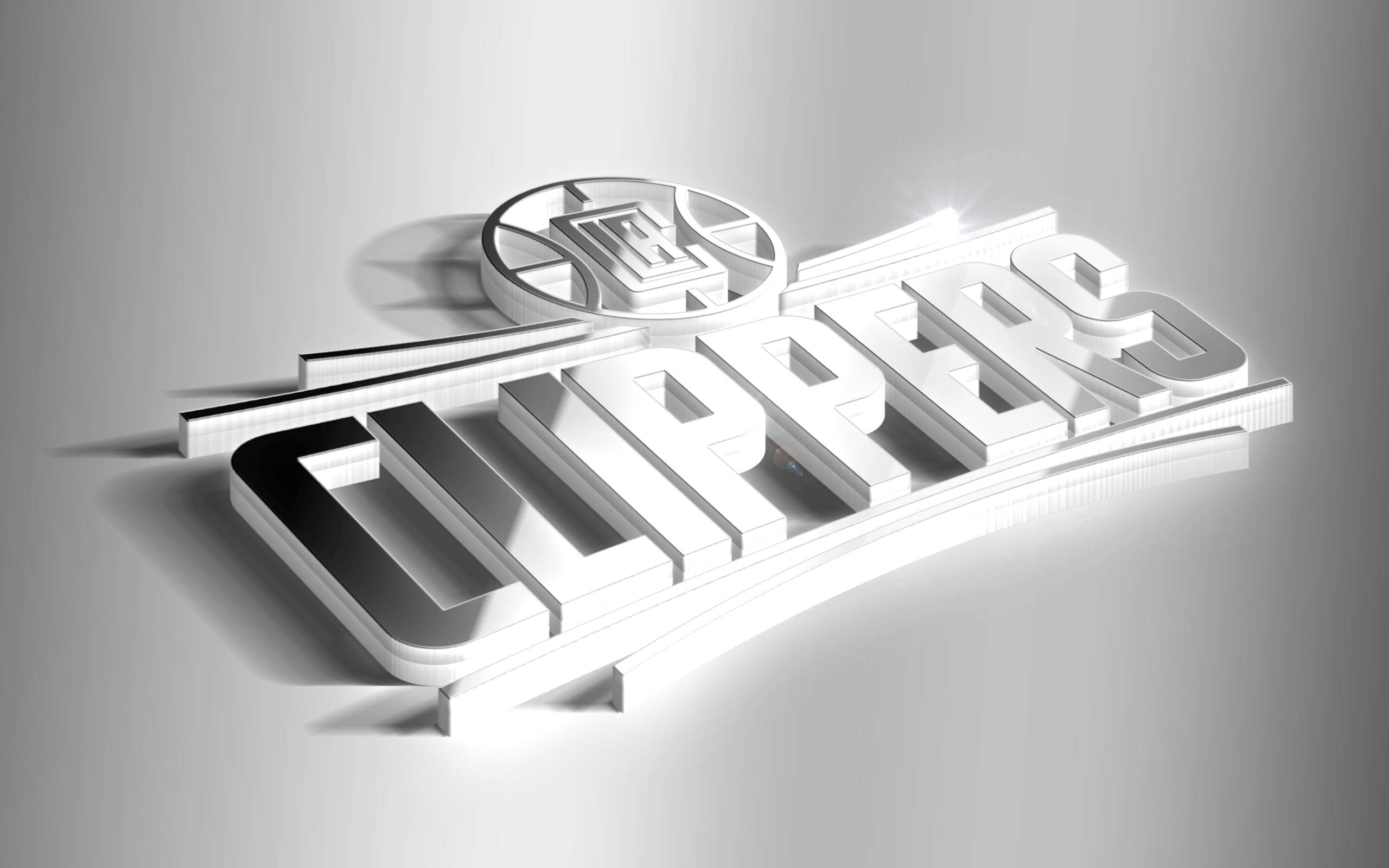 Los Angeles Clippers, 3D silver art, metallic sheen, 2K Desktop Wallpaper
