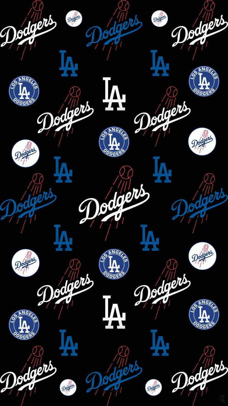 Los Angeles Dodgers, blue white and red, black background, HD Phone Wallpaper