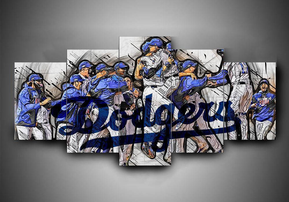 Los Angeles Dodgers, blue and white, graffiti-style mural, SD Desktop Wallpaper