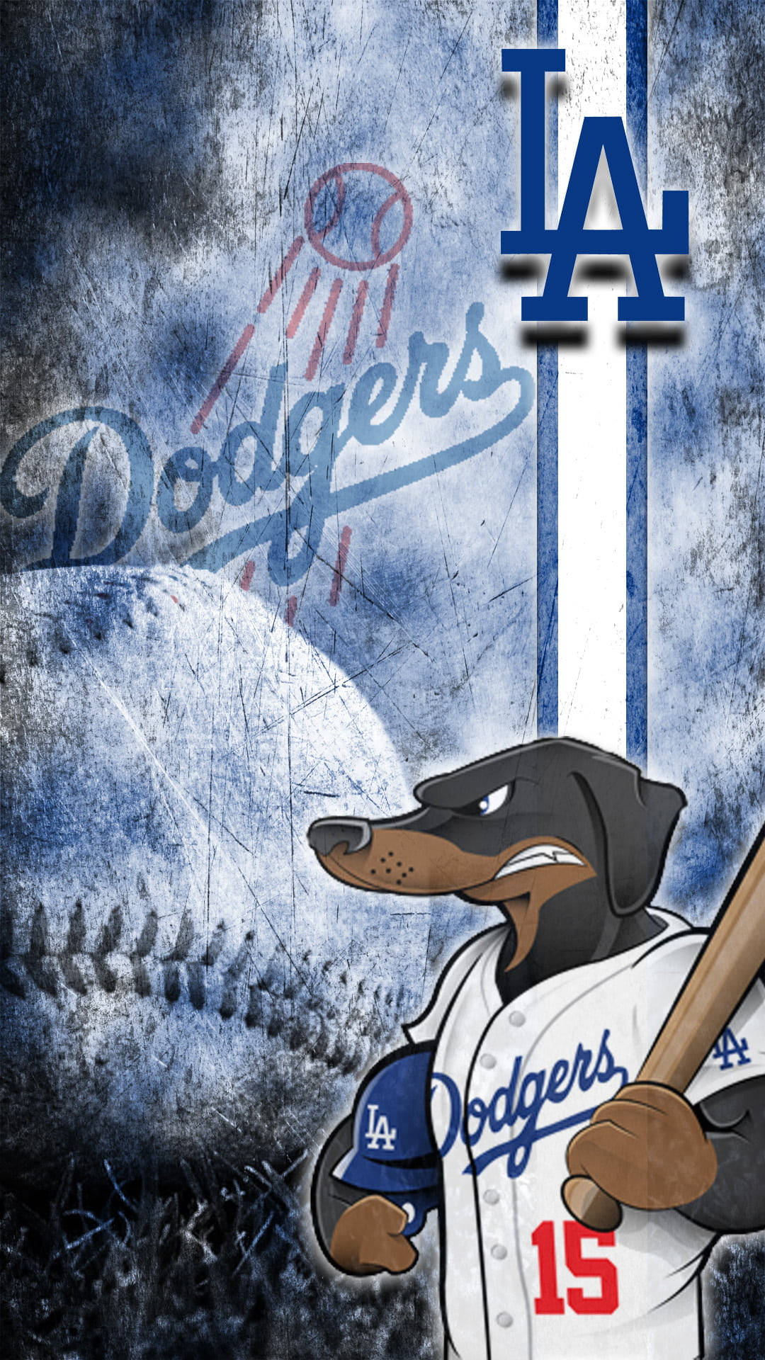 Los Angeles Dodgers, dachshund, Dodgers uniform, Full HD Phone Wallpaper