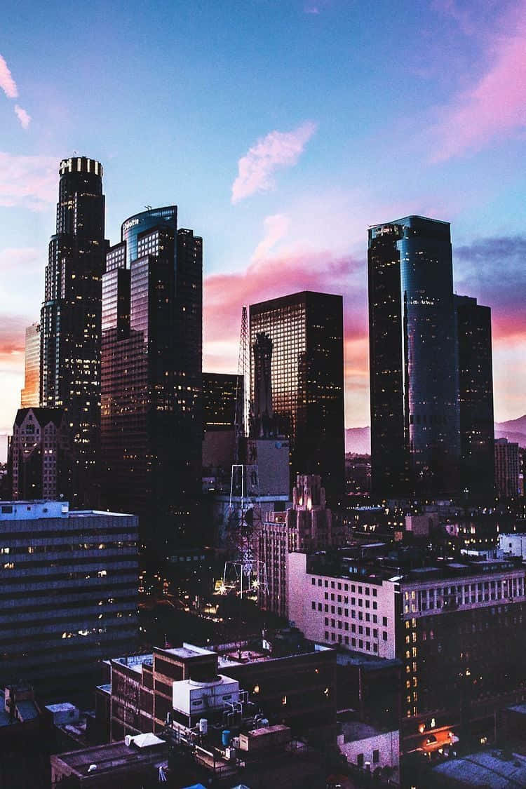Los Angeles, iPhone, twilight sky, SD Phone Wallpaper