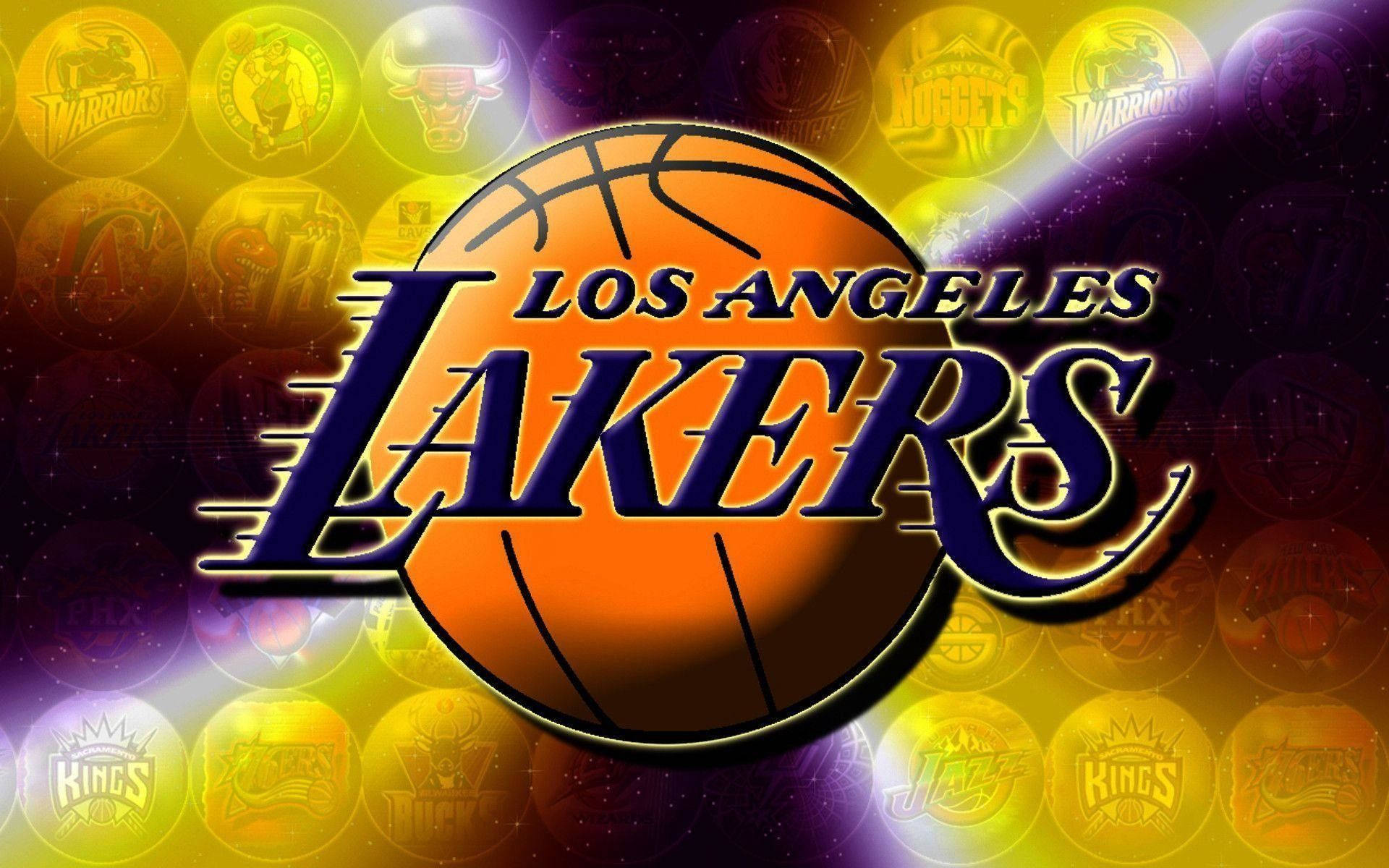 Los Angeles Lakers logo, NBA team emblems, glowing background, Full HD Desktop Wallpaper