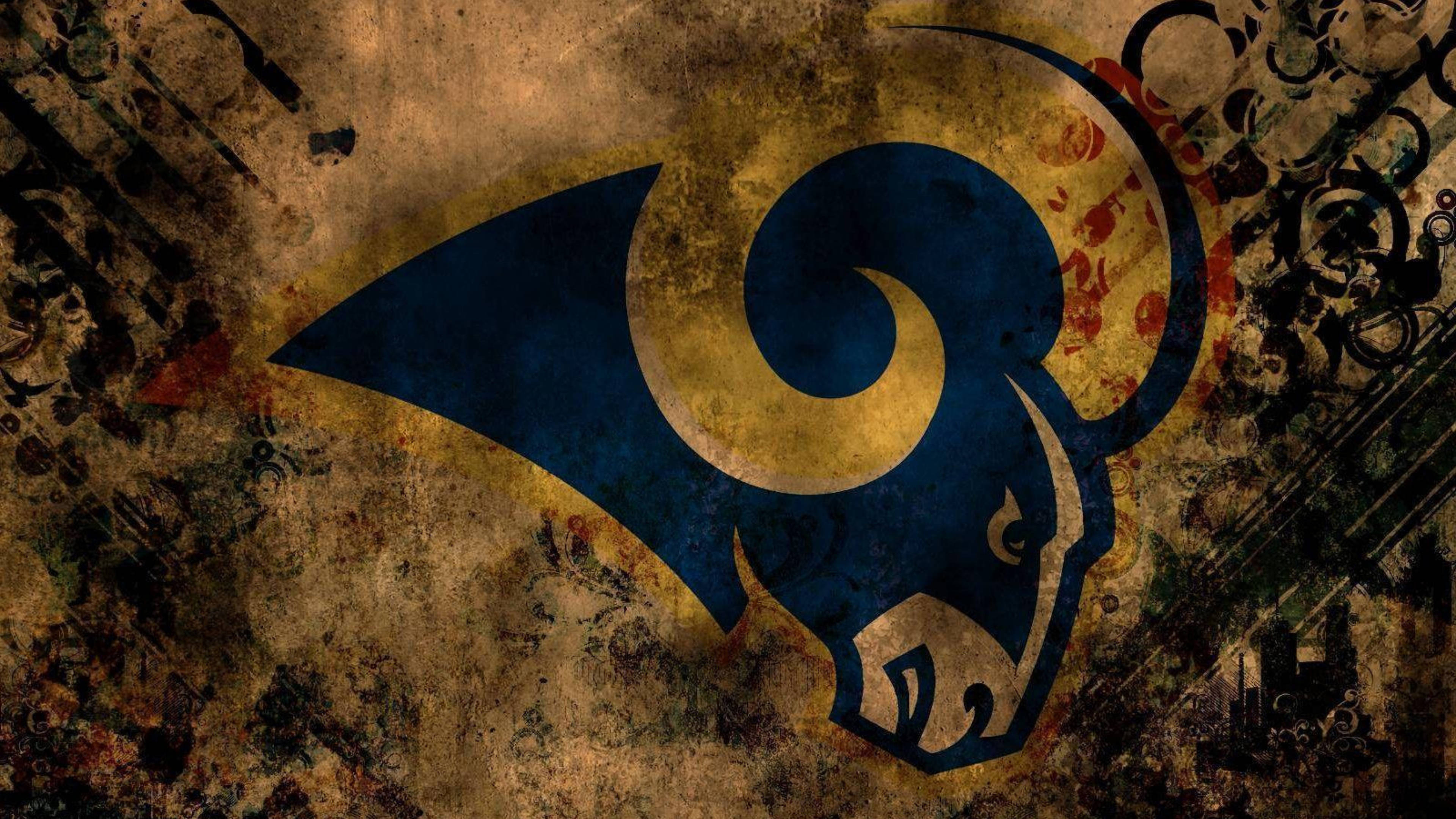 Los Angeles Rams, vintage logo, blue and gold, 4K Desktop Wallpaper
