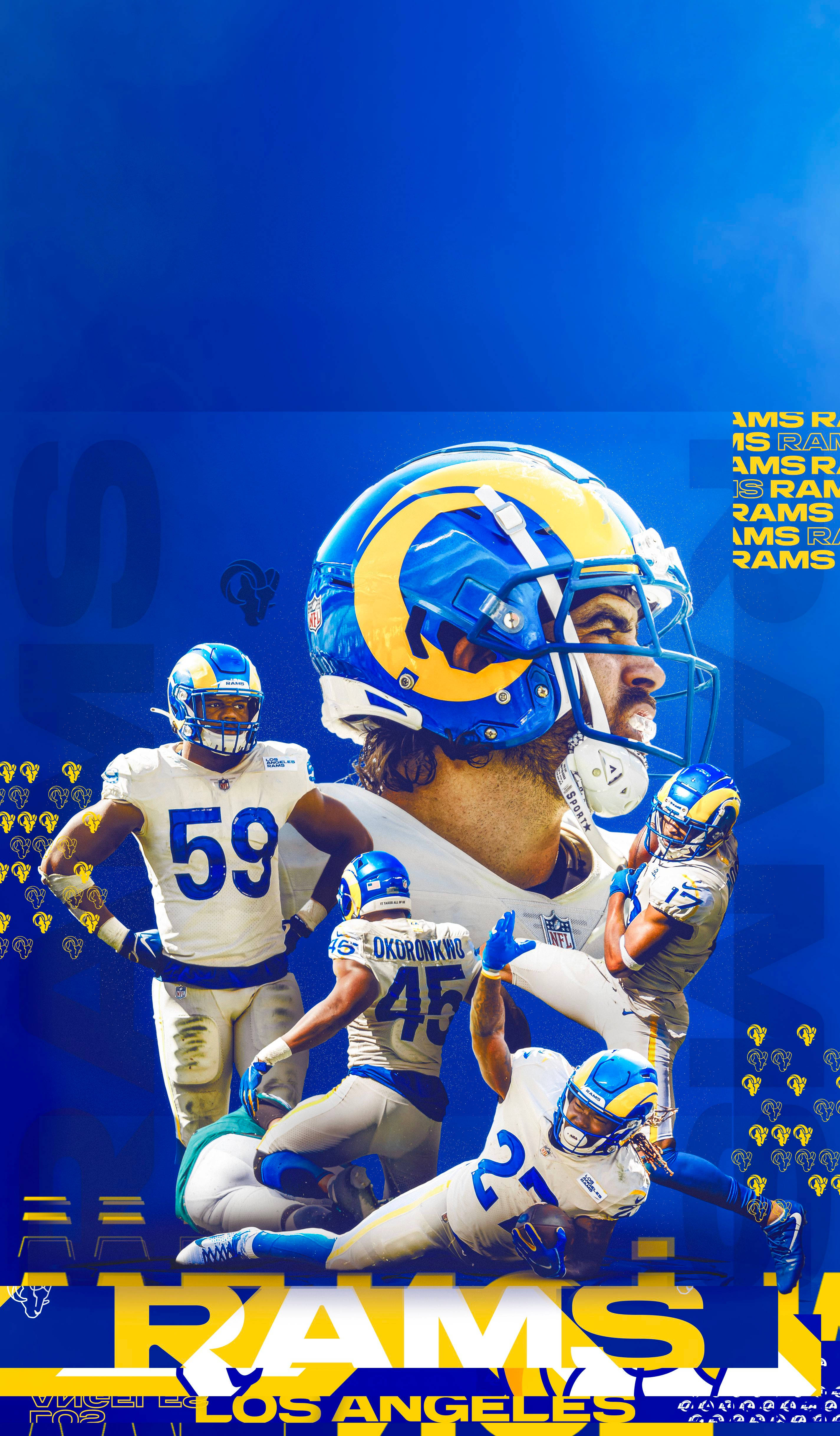 Los Angeles Rams, football players, action poses, 4K Phone Wallpaper