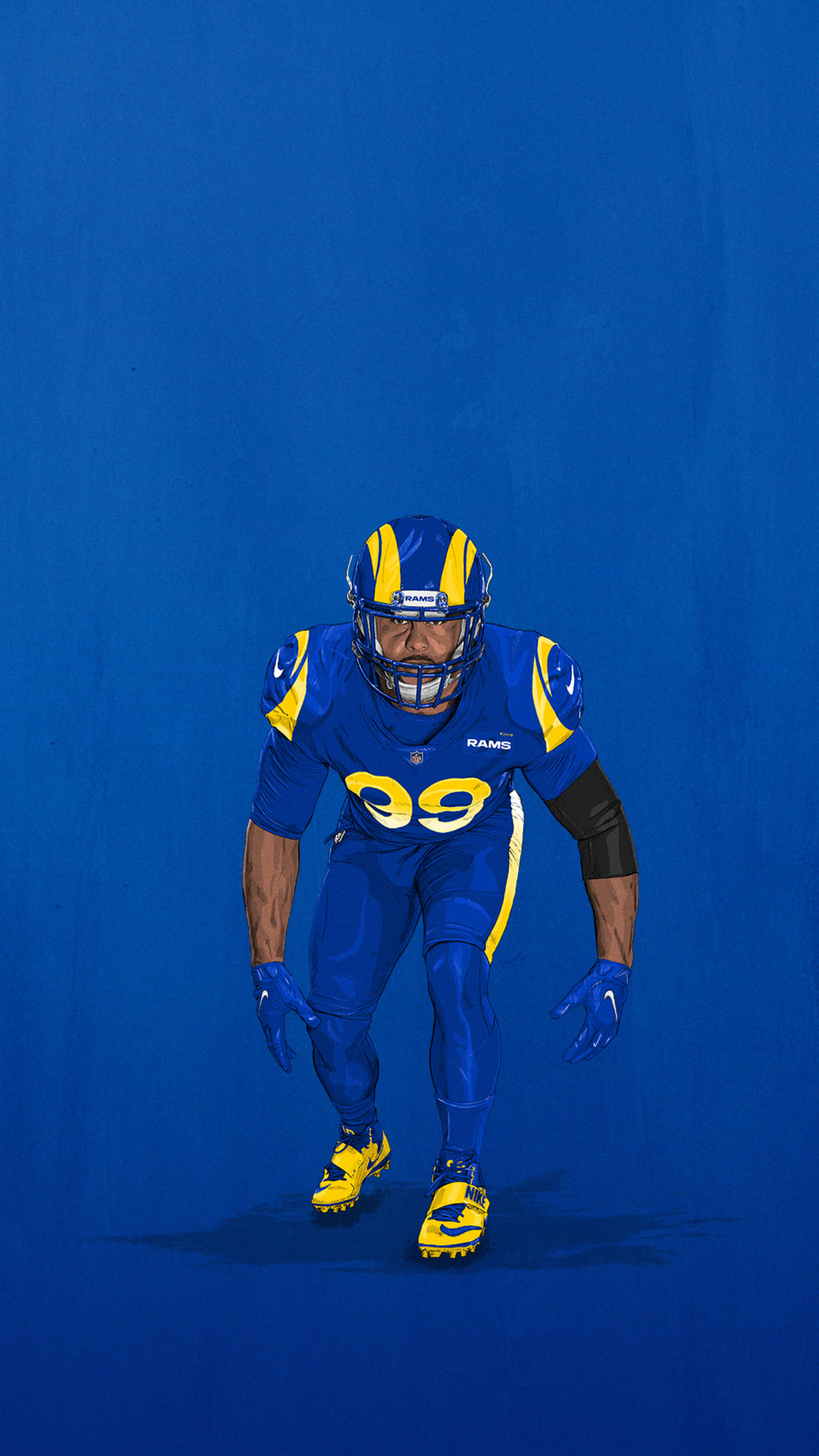 Los Angeles Rams, blue and yellow Rams gear, football player, 4K Phone Wallpaper