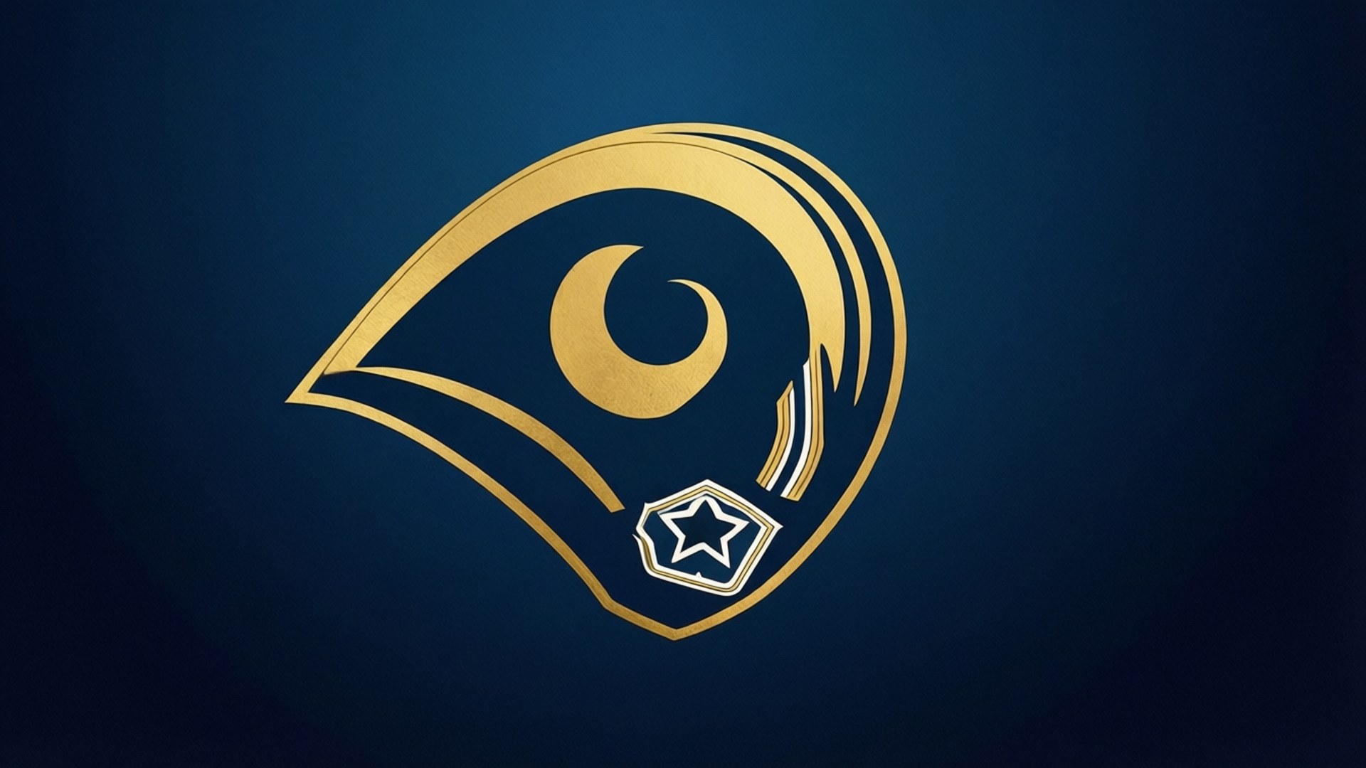 golden ram head logo, star emblem, deep blue gradient background, Full HD Desktop Wallpaper