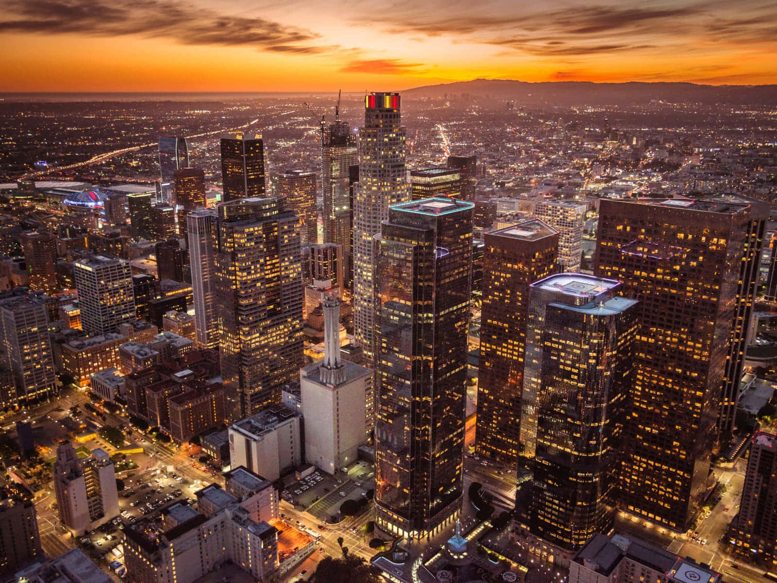 Los Angeles, sundown skyline, sunset, HD Desktop Wallpaper