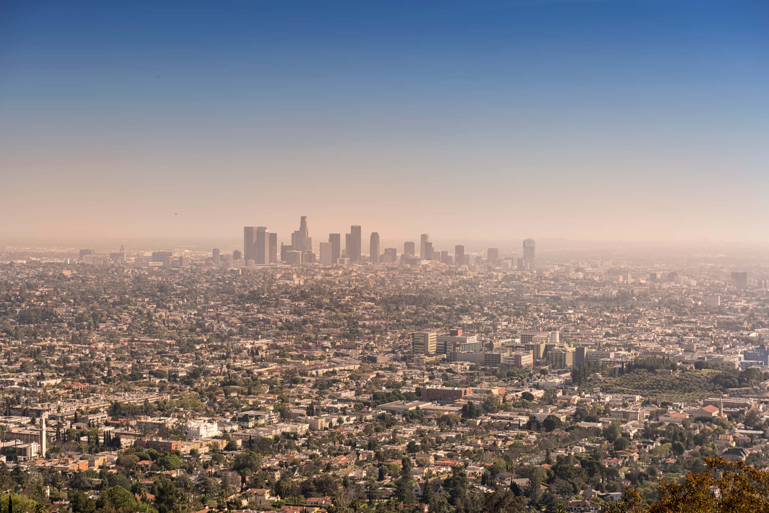 Los Angeles, hazy skyline, panoramic view, Full HD Desktop Wallpaper